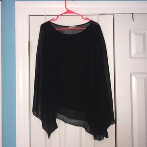 Sheer Black Asymmetrical shirt